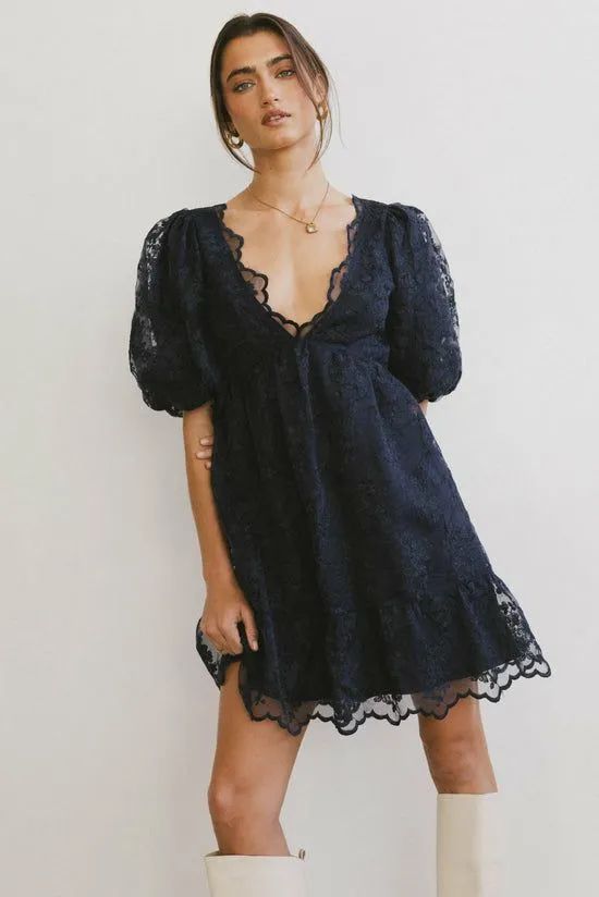 Bohme Tiana Embroidered Mini Dress In Navy Navy Women Dresses