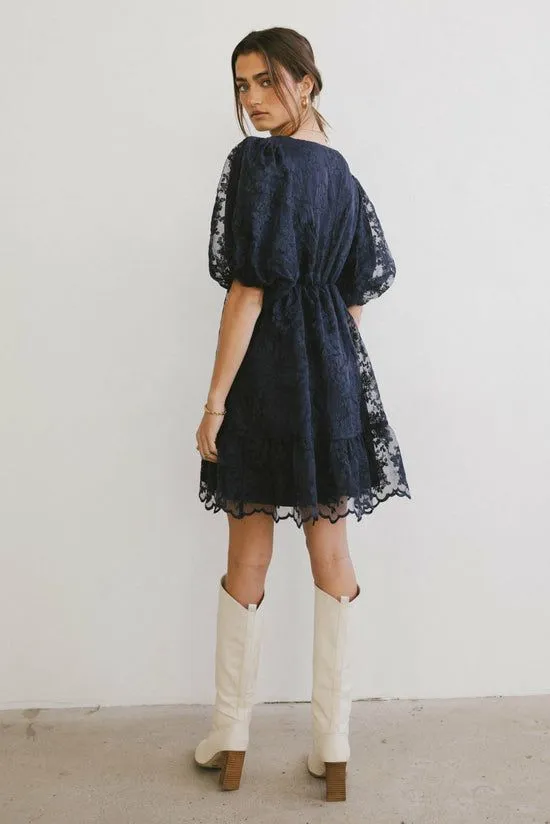 Bohme Tiana Embroidered Mini Dress In Navy Navy Women Dresses