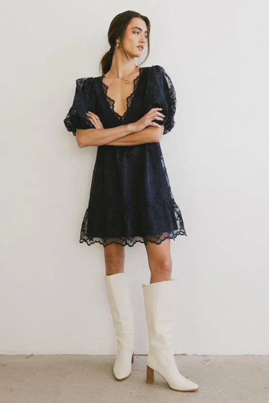 Bohme Tiana Embroidered Mini Dress In Navy Navy Women Dresses