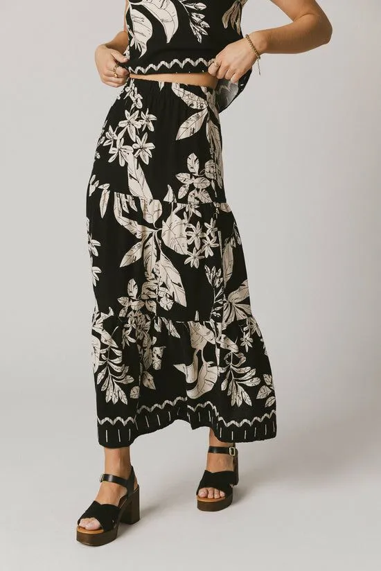 Bohme Tikki Abstract Maxi Skirt Black Women Skirts