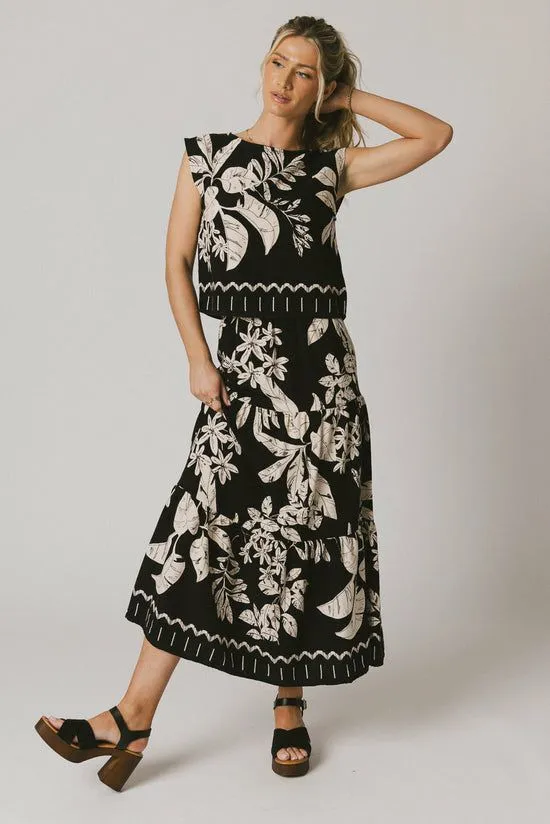 Bohme Tikki Abstract Maxi Skirt Black Women Skirts
