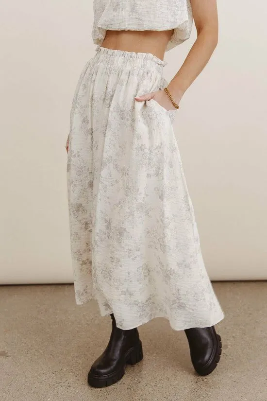 Bohme Trinity Floral Midi Skirt Cream Women Skirts