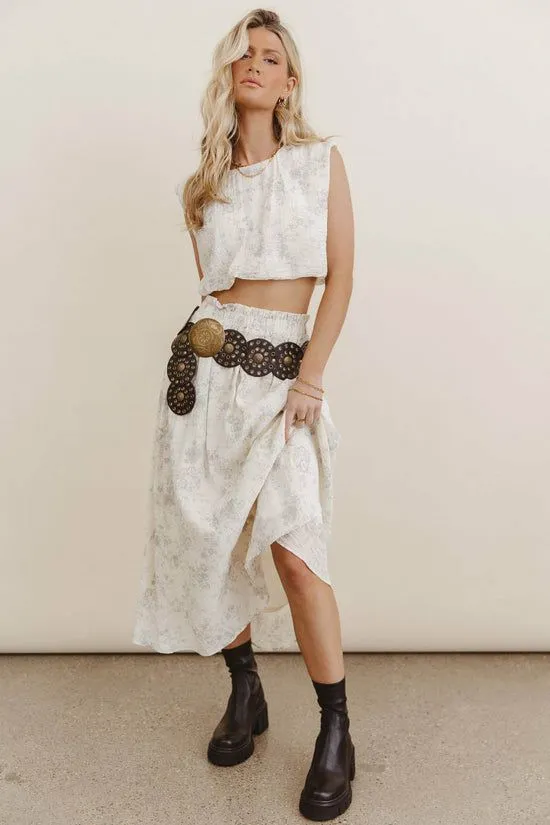 Bohme Trinity Floral Midi Skirt Cream Women Skirts