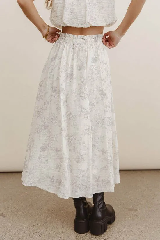 Bohme Trinity Floral Midi Skirt Cream Women Skirts