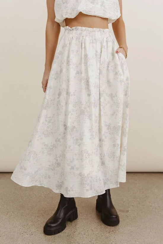 Bohme Trinity Floral Midi Skirt Cream Women Skirts