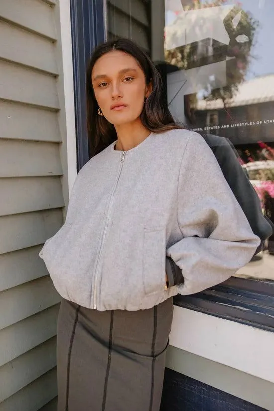 Bohme Vesper Brushed Bomber Jacket Grey Women Jackets