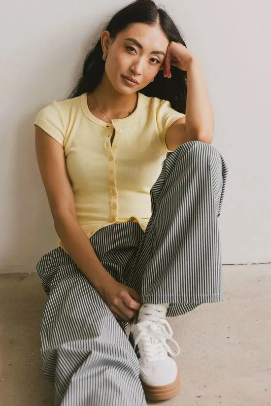 Bohme Vestia Button Up Tee In Yellow Yellow Women Tees and Tanks