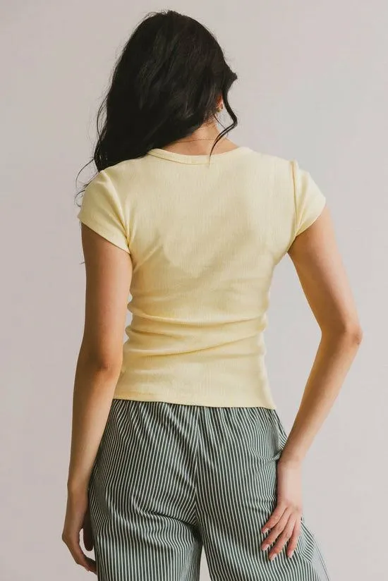 Bohme Vestia Button Up Tee In Yellow Yellow Women Tees and Tanks