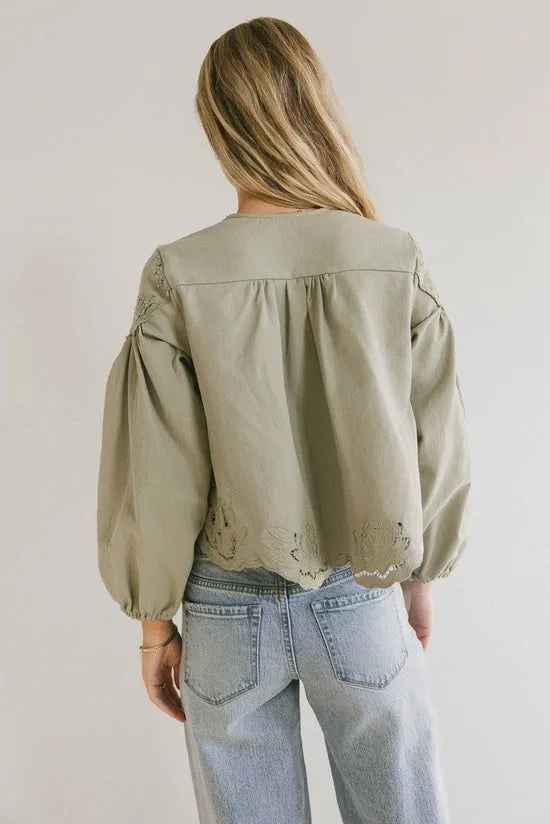 Bohme Violet Embroidered Blouse In Sage Sage Women Blouses