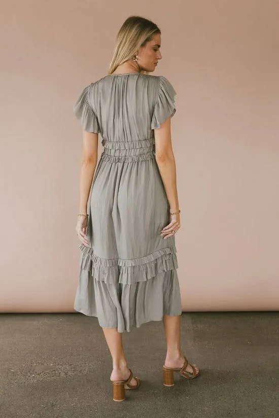 Bohme Willa Ruffle Dress In Sage Sage Women Dresses