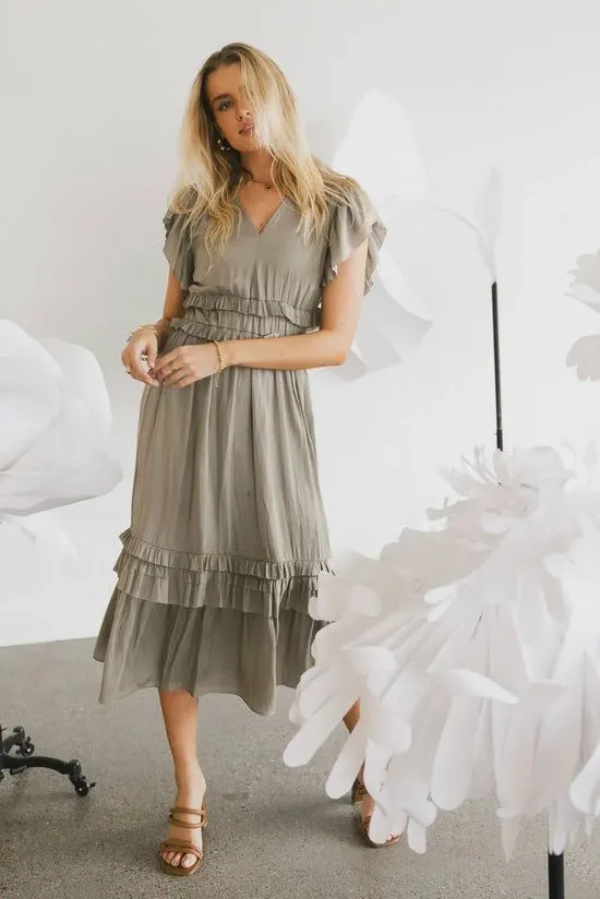 Bohme Willa Ruffle Dress In Sage Sage Women Dresses