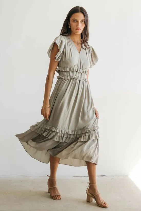Bohme Willa Ruffle Dress In Sage Sage Women Dresses