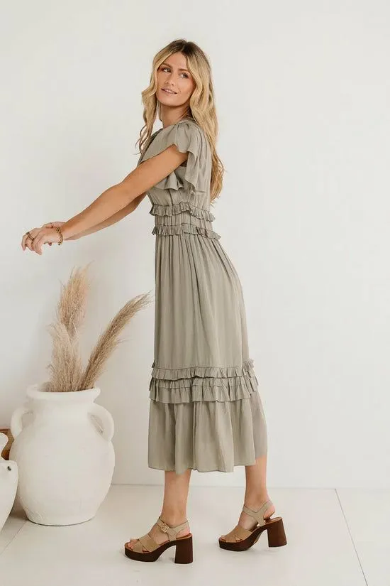 Bohme Willa Ruffle Dress In Sage Sage Women Dresses