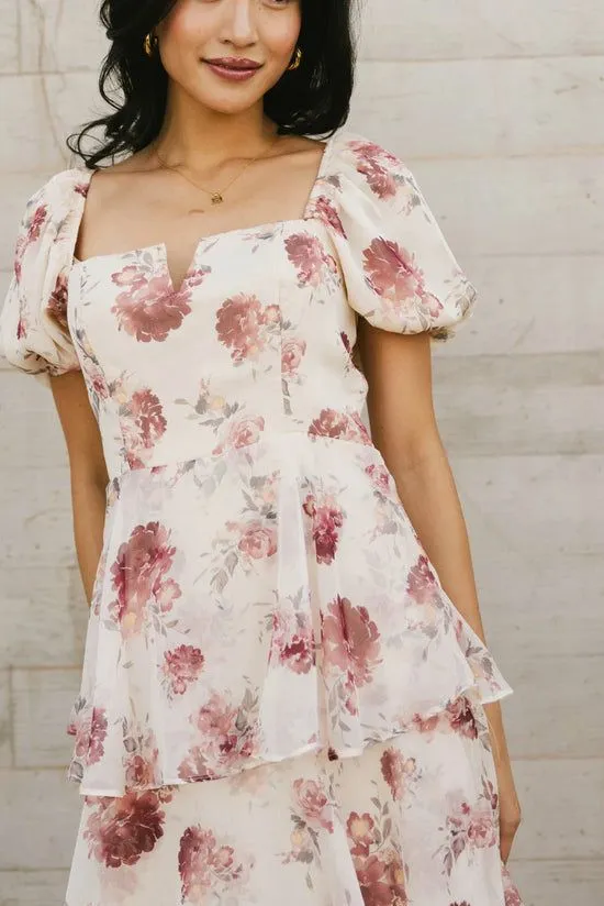 Bohme Xara Floral Midi Dress Beige Women Dresses