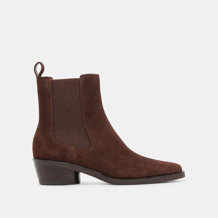 Boots and Booties Women Dolce Vita Foster Booties Dk Brown Suede