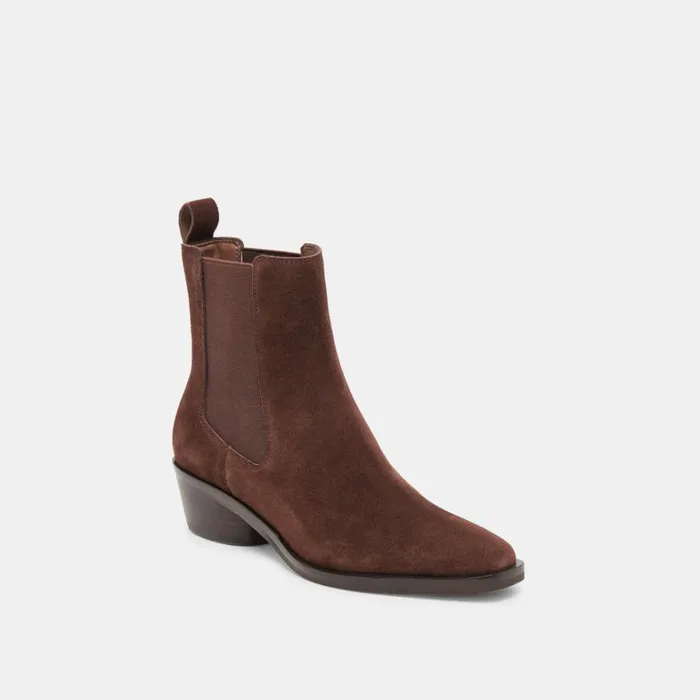 Boots and Booties Women Dolce Vita Foster Booties Dk Brown Suede