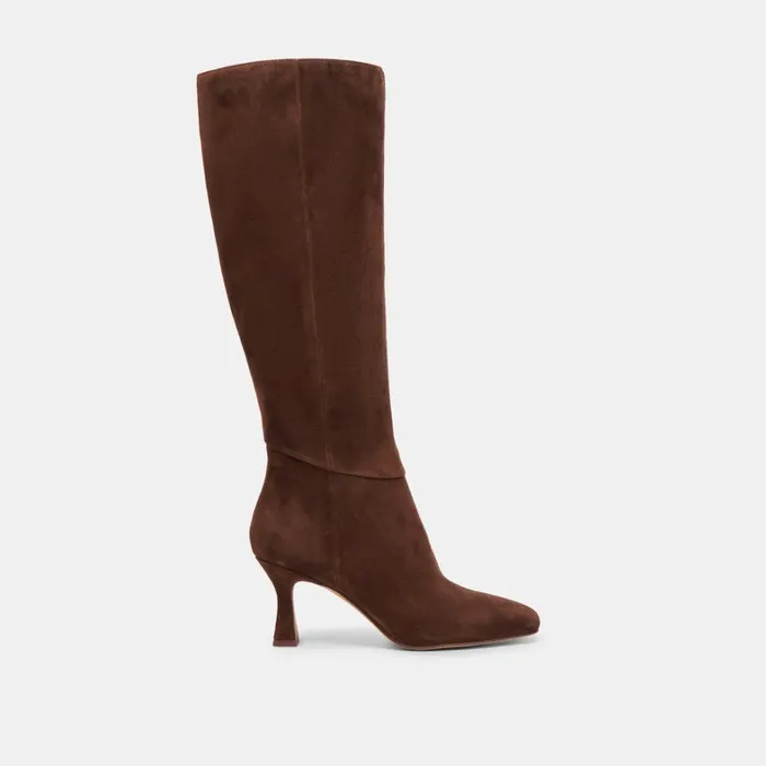 Boots and Booties Women Dolce Vita Gyra Extra Wide Calf Boots Dk Brown Suede