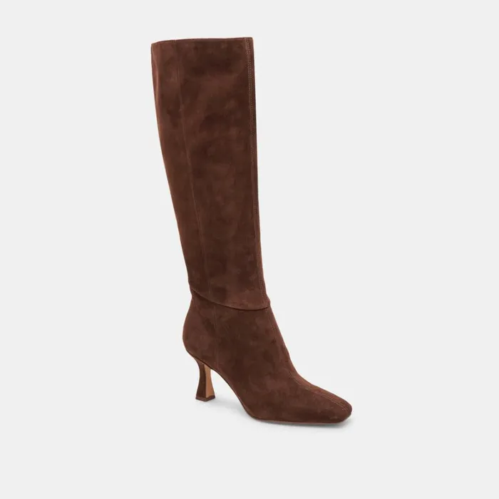 Boots and Booties Women Dolce Vita Gyra Extra Wide Calf Boots Dk Brown Suede