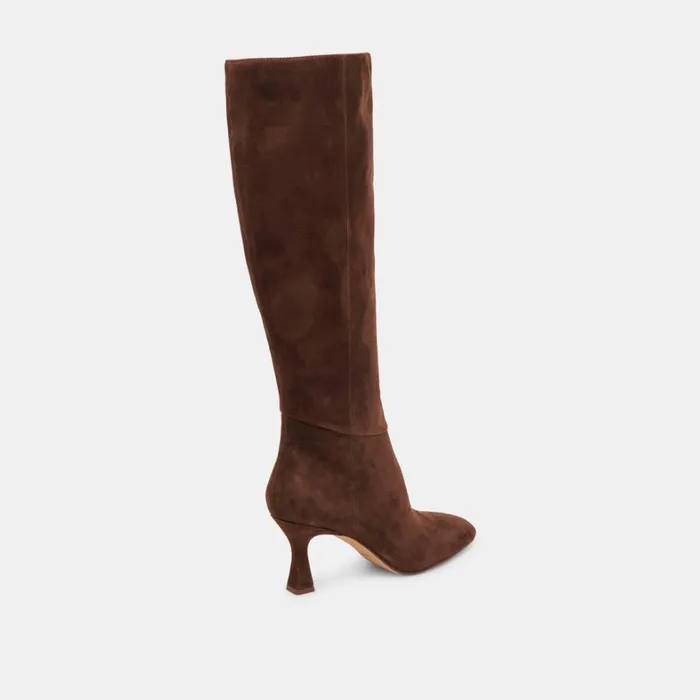 Boots and Booties Women Dolce Vita Gyra Extra Wide Calf Boots Dk Brown Suede
