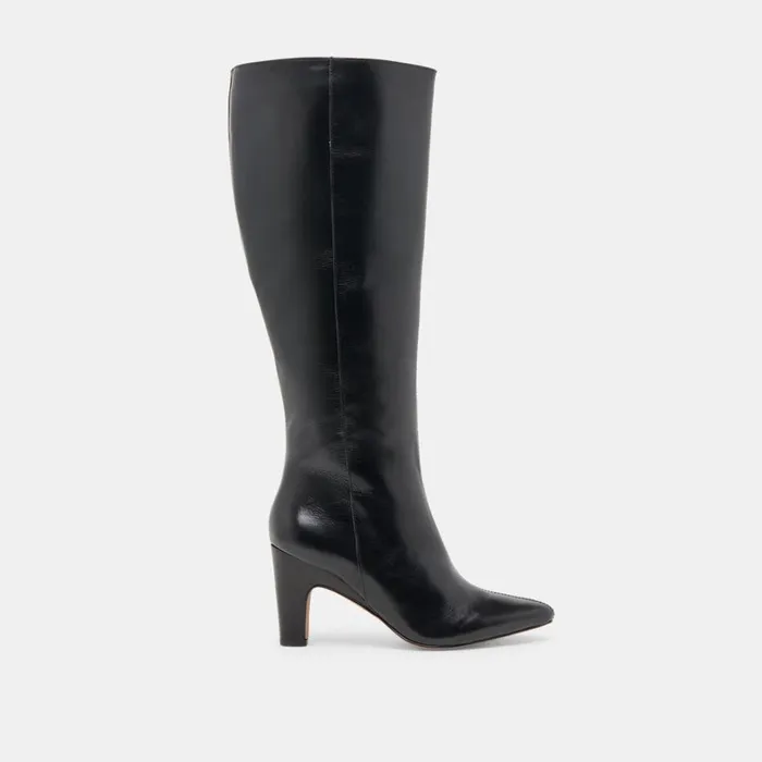Boots and Booties Women Dolce Vita Nelas Wide Calf Boots Black Leather