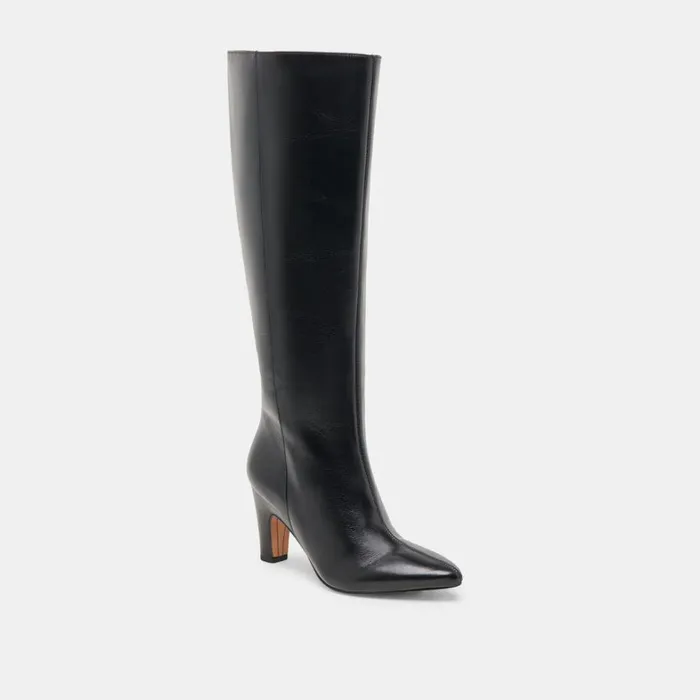 Boots and Booties Women Dolce Vita Nelas Wide Calf Boots Black Leather