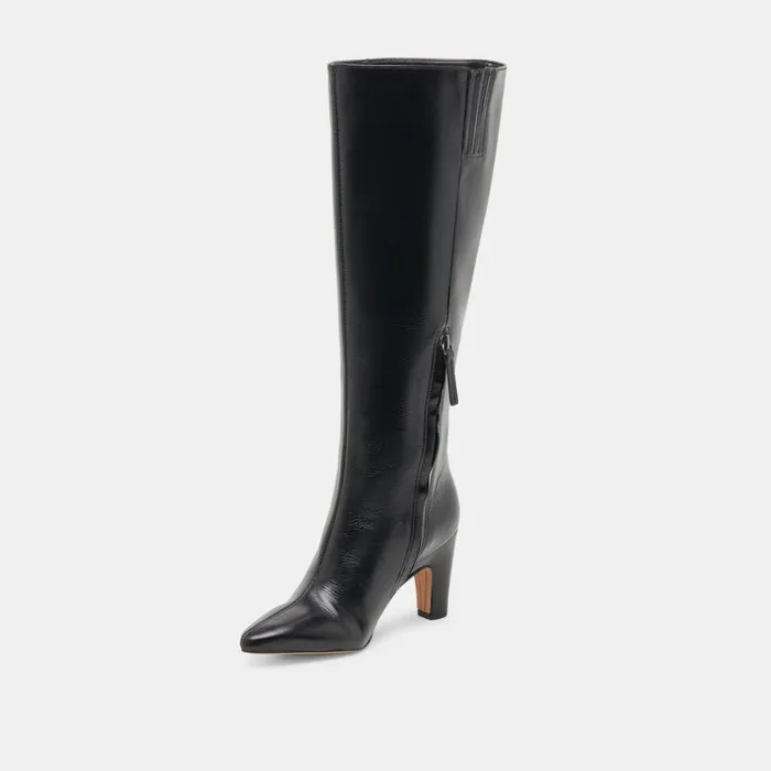 Boots and Booties Women Dolce Vita Nelas Wide Calf Boots Black Leather