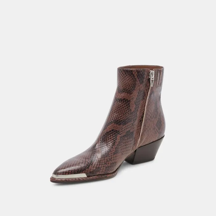 Boots and Booties Women Dolce Vita Nonah Booties Java Snake Embossed