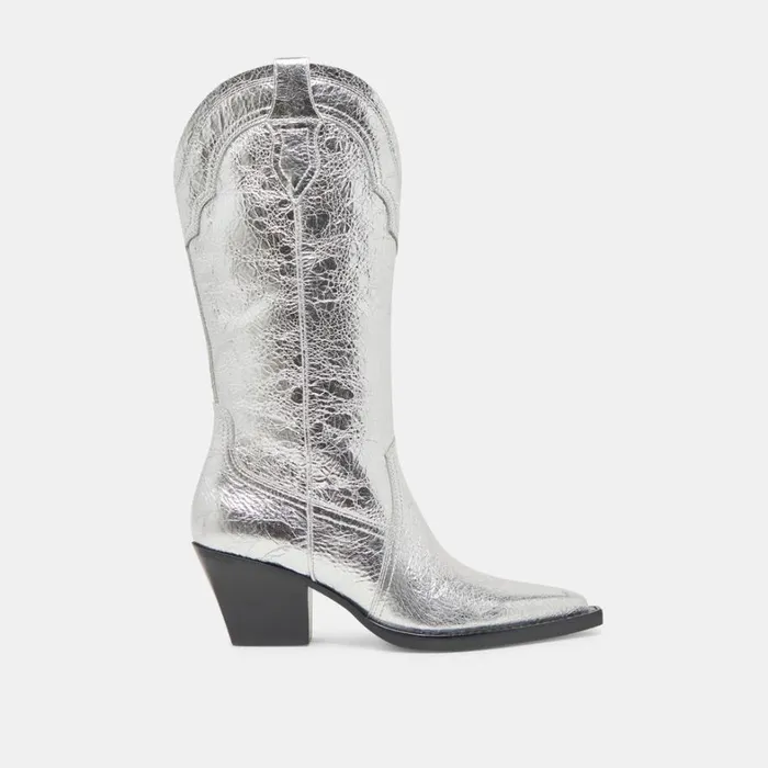 Boots and Booties Women Dolce Vita Rasima Boots Silver Distressed Leather