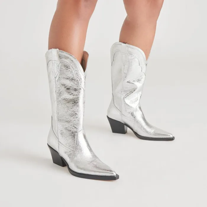 Boots and Booties Women Dolce Vita Rasima Boots Silver Distressed Leather
