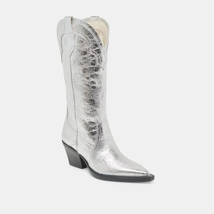 Boots and Booties Women Dolce Vita Rasima Boots Silver Distressed Leather