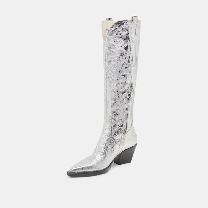 Boots and Booties Women Dolce Vita Ryatt Boots Silver Distressed Leather