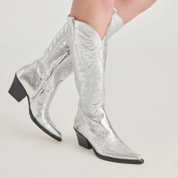 Boots and Booties Women Dolce Vita Ryatt Boots Silver Distressed Leather