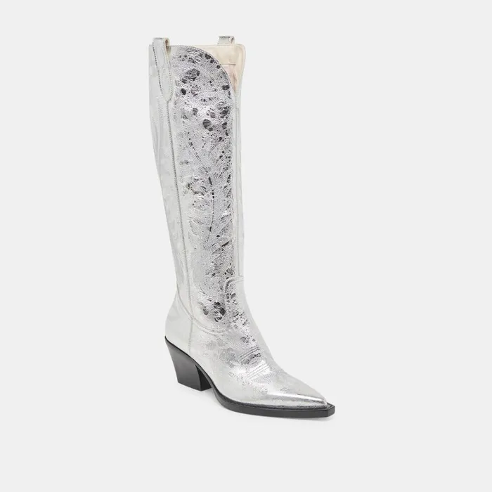 Boots and Booties Women Dolce Vita Ryatt Boots Silver Distressed Leather