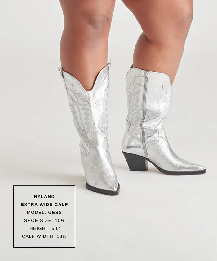 Boots and Booties Women Dolce Vita Ryland Extra Wide Calf Boots Silver Distressed Leather