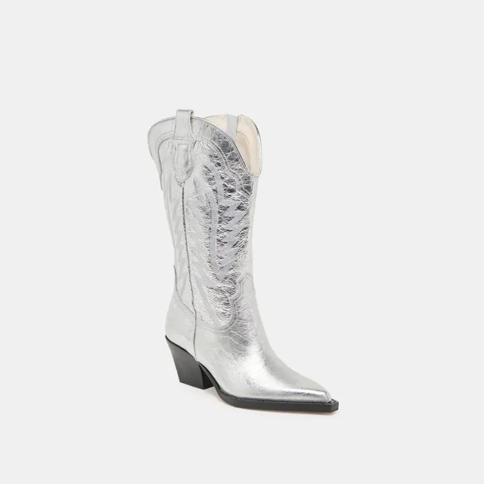 Boots and Booties Women Dolce Vita Ryland Extra Wide Calf Boots Silver Distressed Leather
