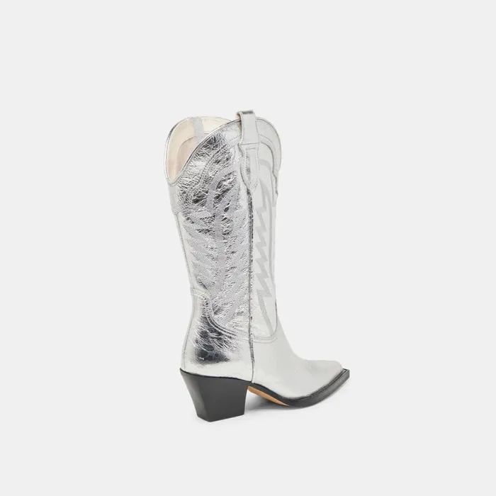 Boots and Booties Women Dolce Vita Ryland Extra Wide Calf Boots Silver Distressed Leather