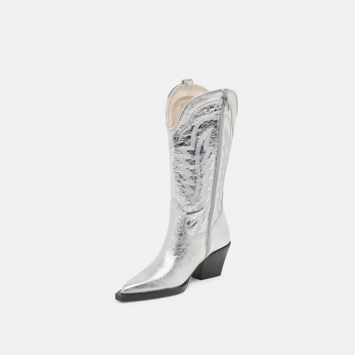 Boots and Booties Women Dolce Vita Ryland Extra Wide Calf Boots Silver Distressed Leather