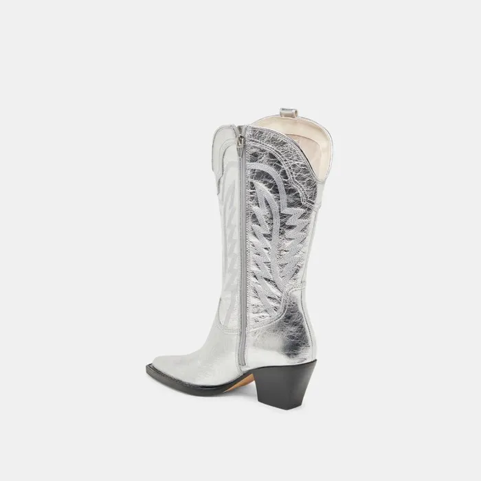 Boots and Booties Women Dolce Vita Ryland Extra Wide Calf Boots Silver Distressed Leather