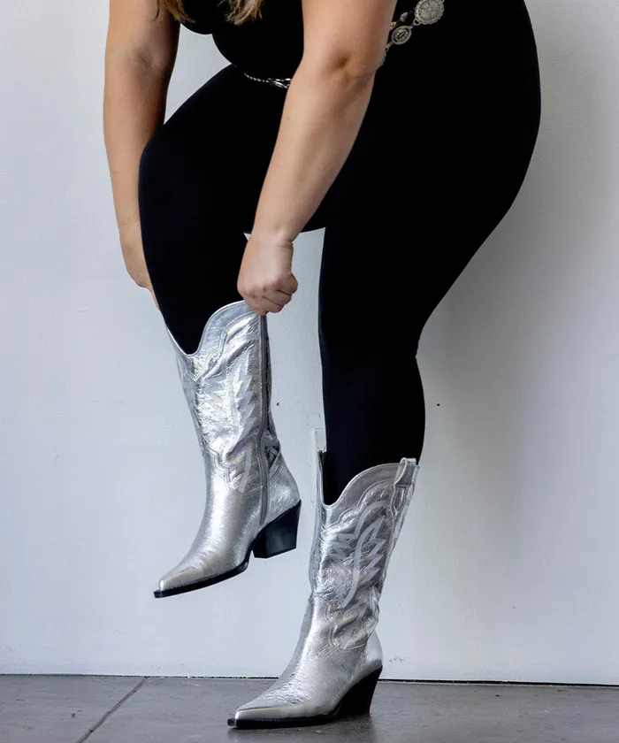 Boots and Booties Women Dolce Vita Ryland Extra Wide Calf Boots Silver Distressed Leather
