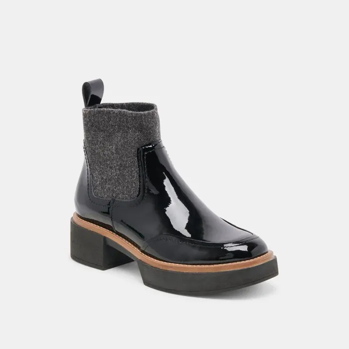 Boots and Booties Women Dolce Vita Saline H2O Wide Booties Midnight Crinkle Patent