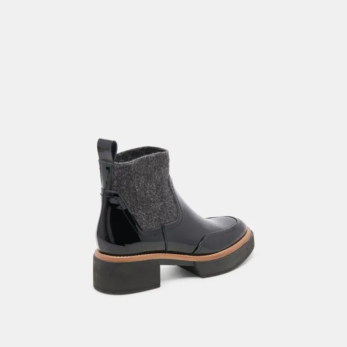 Boots and Booties Women Dolce Vita Saline H2O Wide Booties Midnight Crinkle Patent