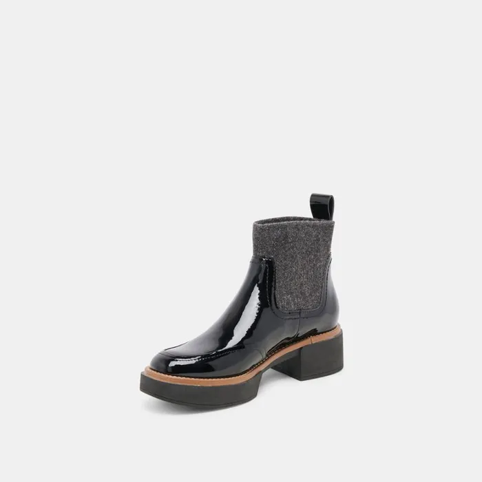 Boots and Booties Women Dolce Vita Saline H2O Wide Booties Midnight Crinkle Patent