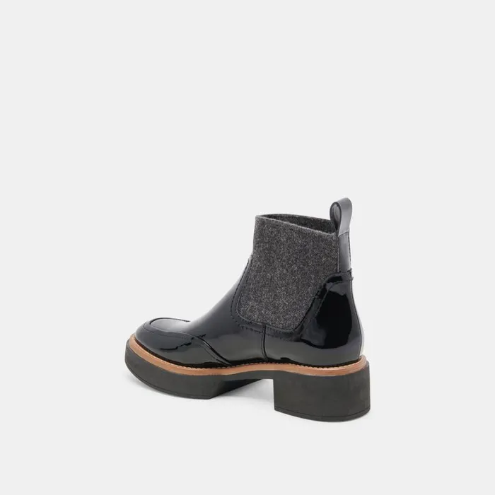 Boots and Booties Women Dolce Vita Saline H2O Wide Booties Midnight Crinkle Patent