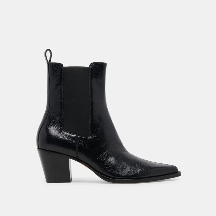 Boots and Booties Women Dolce Vita Shadie H2O Wide Booties Midnight Crinkle Patent