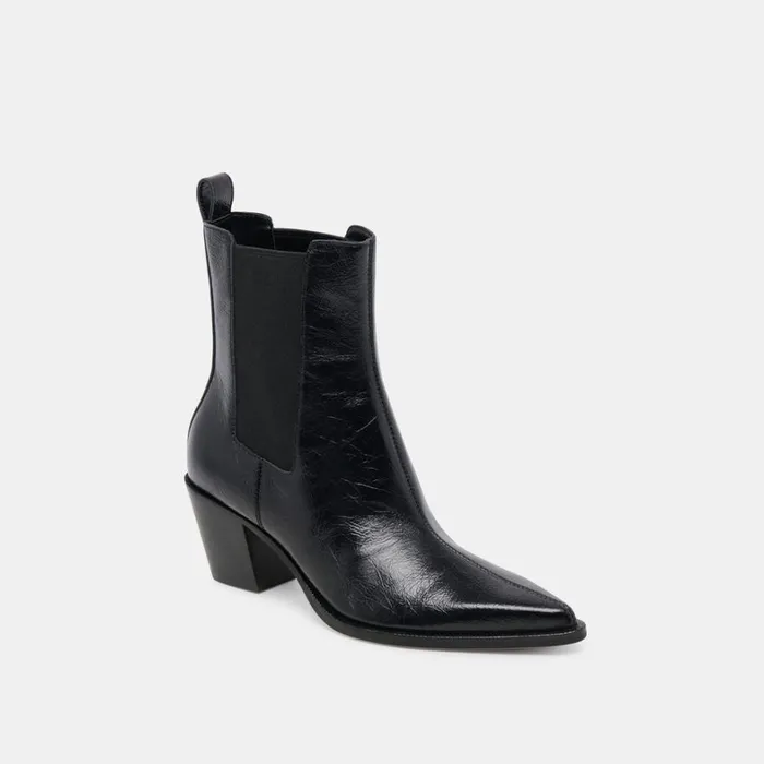 Boots and Booties Women Dolce Vita Shadie H2O Wide Booties Midnight Crinkle Patent