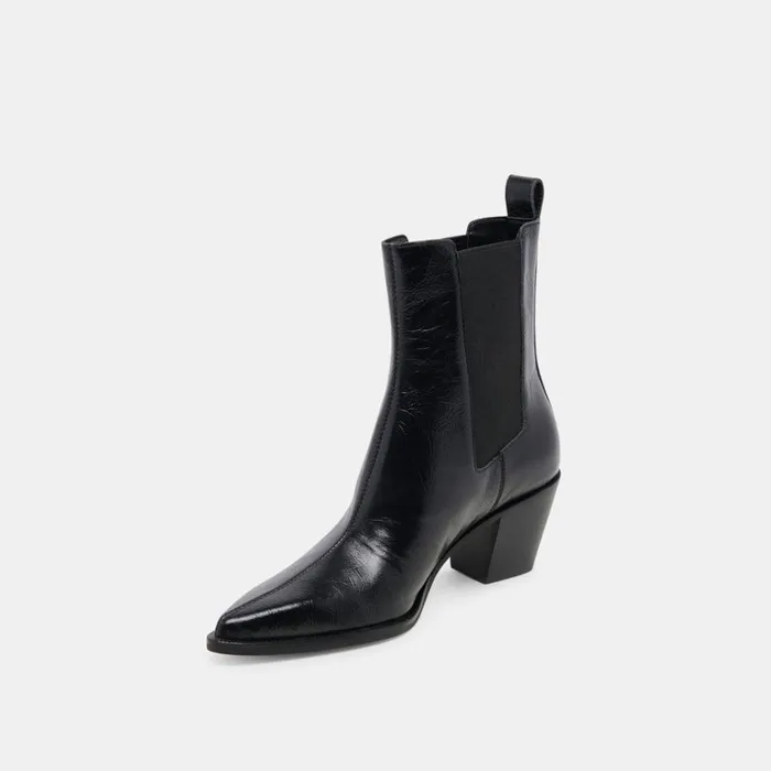 Boots and Booties Women Dolce Vita Shadie H2O Wide Booties Midnight Crinkle Patent