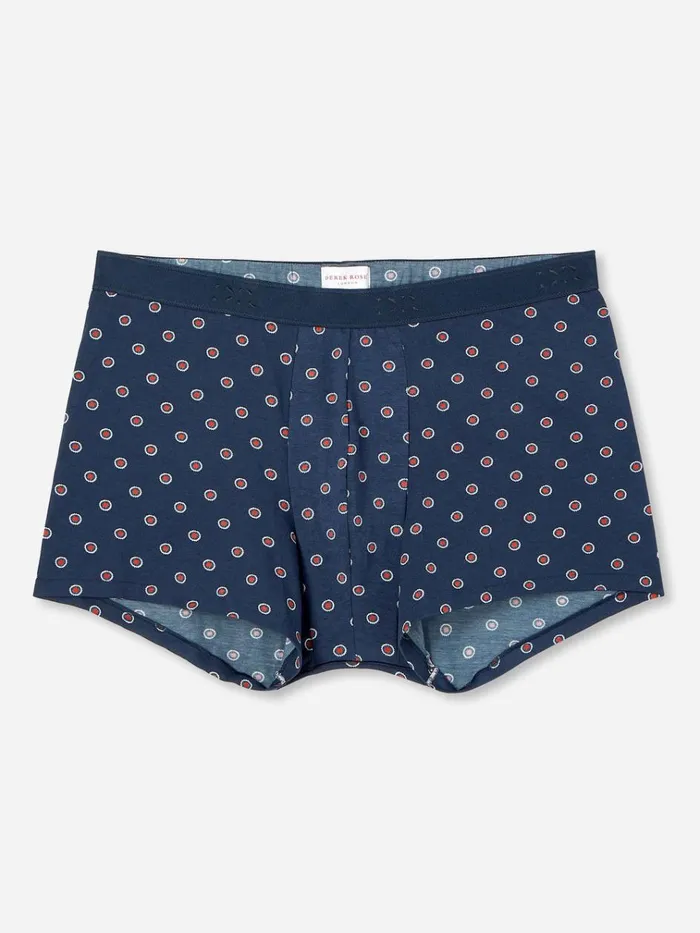 Boxer Briefs Men Derek Rose Boxer Briefs Geometric Pima Cotton Stretch 4 Navy