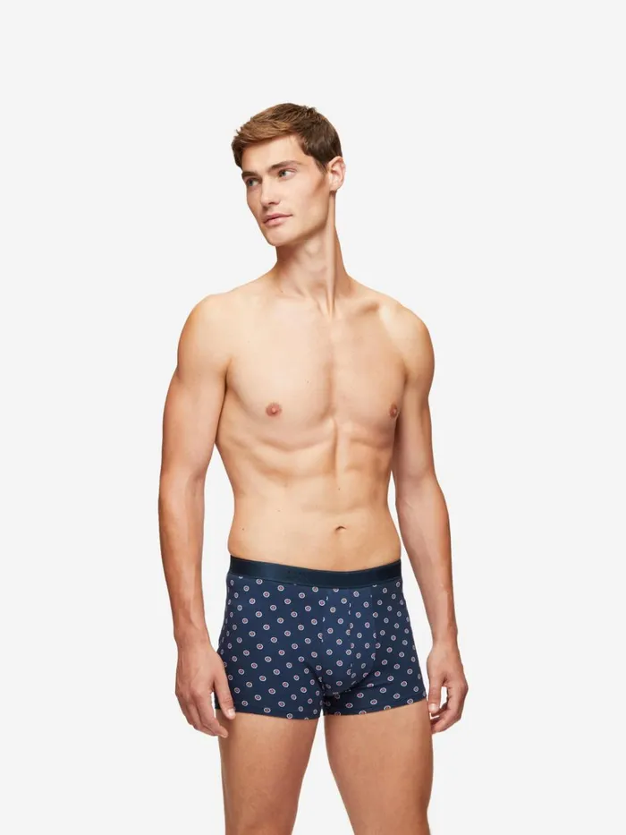 Boxer Briefs Men Derek Rose Boxer Briefs Geometric Pima Cotton Stretch 4 Navy