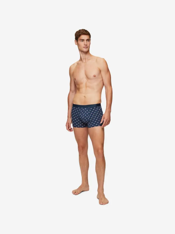 Boxer Briefs Men Derek Rose Boxer Briefs Geometric Pima Cotton Stretch 4 Navy