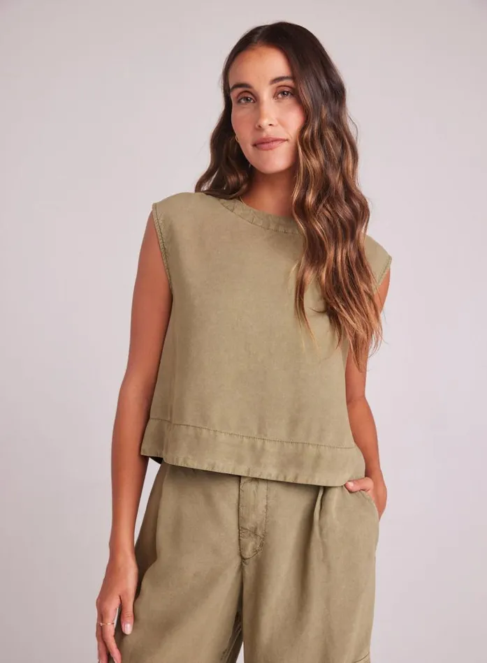 Boxy Button Back Top 8211 French Olive Women Bella Dahl Sleeveless